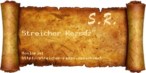 Streicher Rezső névjegykártya